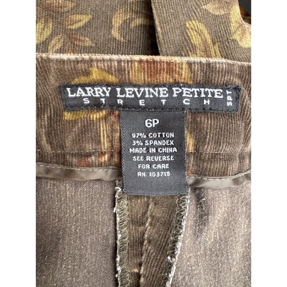 Y2K Stretch Floral Corduroy Pants 6P Neutral Autumn Earth Tones Cotton Straight - Picture 4 of 8